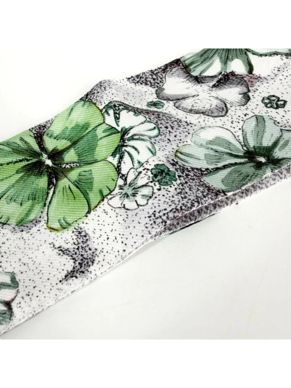 Dior Scarf Mitzah Floral Pattern Silk Green Gray